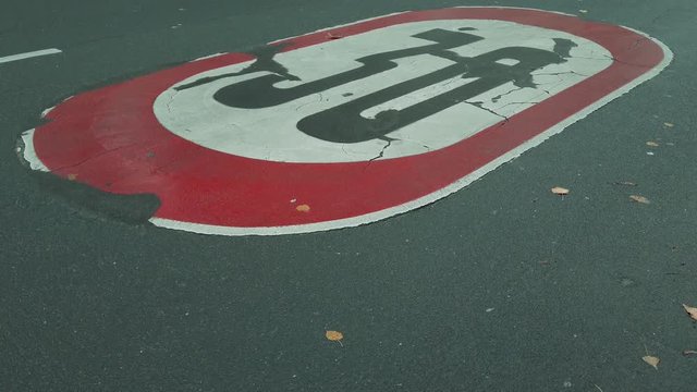 Slow Motion of A Very Blurred Car At A Speed Limit 30 Sign In Berlin, Germany