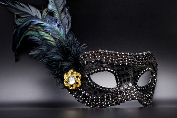 Black Mask with Feathers 