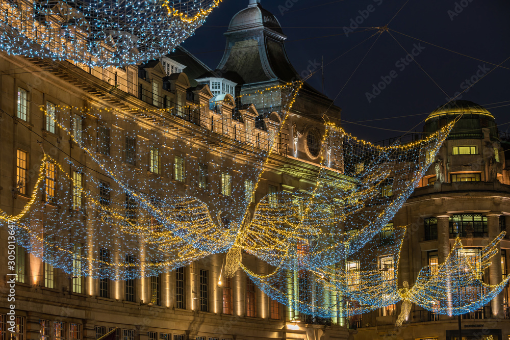 Wall mural christmas lights on regent street, london, uk.