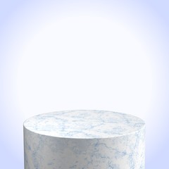 Blue marble platform. Product stand template. Pedestal.