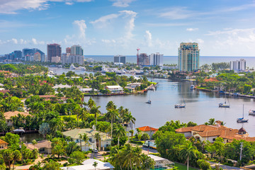 Obraz premium Fort Lauderdale, Floryda, USA panoramę nad wyspą Barrier