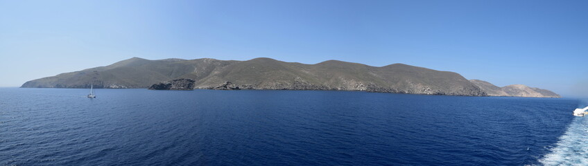 Obraz premium Syros island as seen when entering the port from the ship, Cyclades, Greece