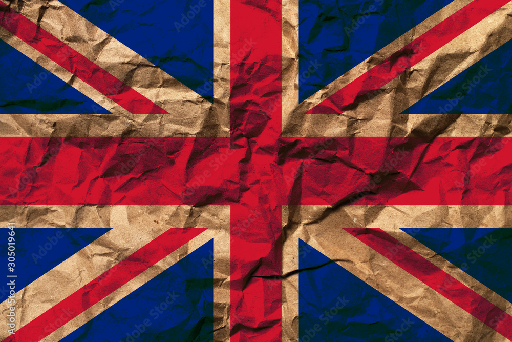 Poster flag of great britain with texture. template for design