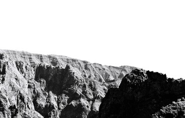 Mountain landscape on a white background (Madeira, Portugal, Europe)
