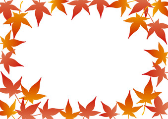 紅葉のフレーム素材 秋のもみじ 水彩風3