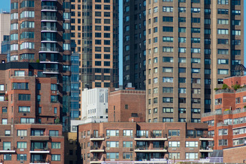 Fototapeta na wymiar Upper East Side Skyline Closeup in New York City with Residential Skyscrapers