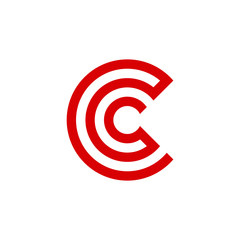 Minimalist Circular letter c logo, stroked CC monogram, line art initial CC logo template .vector