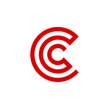 Minimalist Circular letter c logo, stroked CC monogram, line art initial CC logo template .vector