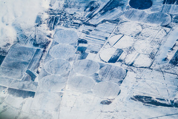 Fototapeta na wymiar Farmlands and industrial developments in China from space