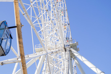ferris wheel from the inside against the sky