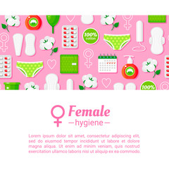 Female hygiene products flat vector banner template