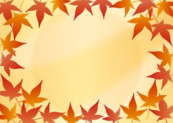 紅葉のフレーム素材 秋のもみじ 水彩風2
