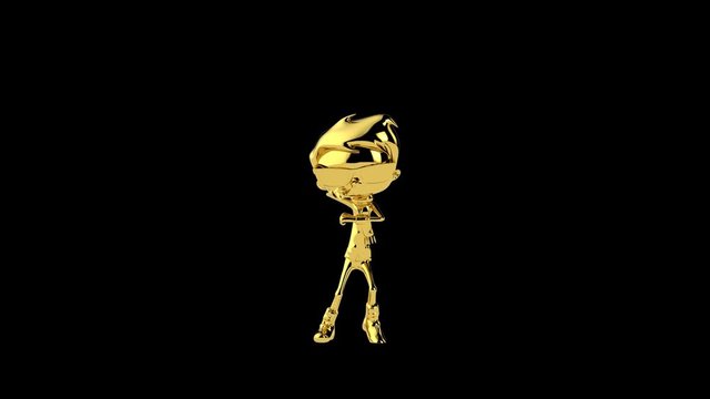 Golden boy doing a gangnam dance seamless loop, Alpha Channel