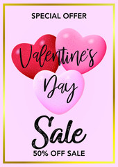 stock vector valentine's day with heart shaped balloons wallpaper, flyers, invitation, posters, brochure, banners sale template design