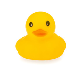 bath yellow rubber duck isolated white background clipping path