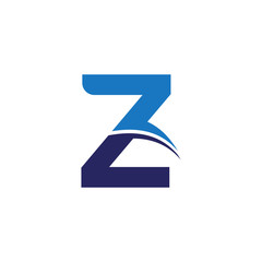 Initial Letter Z Wave Alphabet Logo Vector Design. Aviation Shape Branding Corporate business Z Letter Logo with Blue.