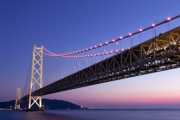 Fototapeta na wymiar Akashi Kaikyo Bridge, Kobe, Japan