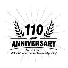 110 years logo. One hundred and ten years anniversary vector and illustration design template.