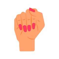 Women's hand, female fist up. The fight for the right to equality. Girl power concept illustration. Icon vector