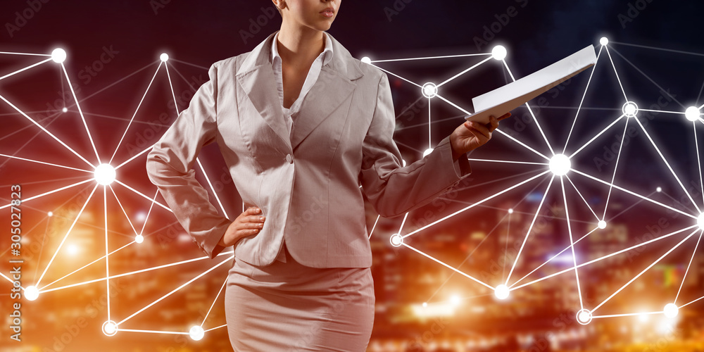 Poster concept of modern business networking that connect and cooperate people