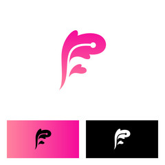 Obraz premium peacock feather and letter F logo design