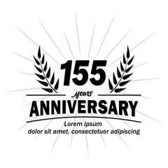 155 years logo. One hundred and fifty-five years anniversary vector and illustration design template.