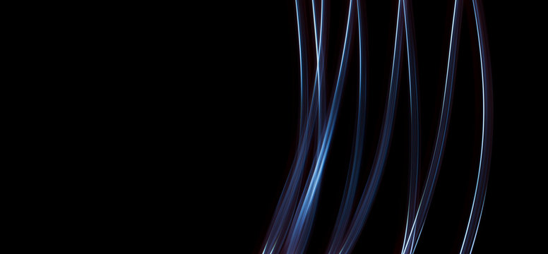 Blue light curve lines on a black background . © marshmallow99