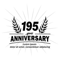 195 years logo. One hundred and ninety-five years anniversary vector and illustration design template.