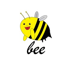 Illustration of a Friendly Cute Bee Flying and Smiling