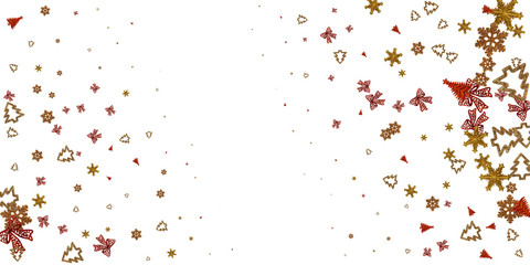 Christmas Background Silver. Gold Christmas decoration isolated on white. New Year celebration pattern. Banner mock up for display of product or design content