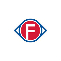 Letter F Icon Design With Vision Circle. Glance or Eye Letter Creative Business Alphabet Logo Icon. F Logo Icon. Branding Icon Letter.