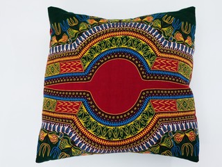 Ethnic cushion African wax on white background