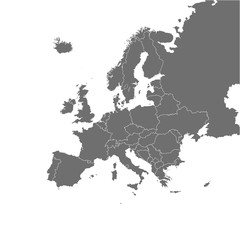 Naklejka premium Europe map with country borders, vector illustration.