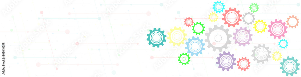 Poster cogs and gear wheel mechanisms. hi-tech digital technology and engineering. abstract technical backg
