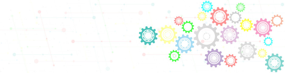 Cogs and gear wheel mechanisms. Hi-tech digital technology and engineering. Abstract technical background.