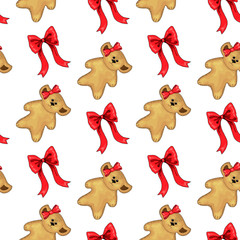 Fototapeta premium fun seamless pattern texture design bears for child themes on white background vector image. White background
