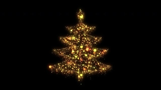 Motion Graphic: Christmas Tree Sparkling Element on black. 4k version