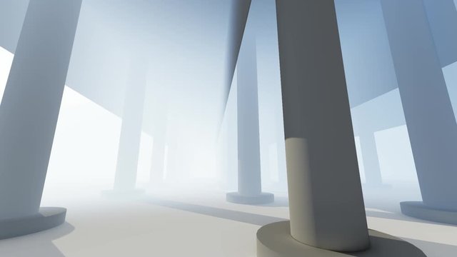 Futuristic empty white corridor .3d anima 02