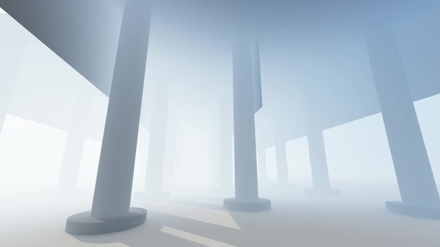 Futuristic empty white corridor .3d anima 02