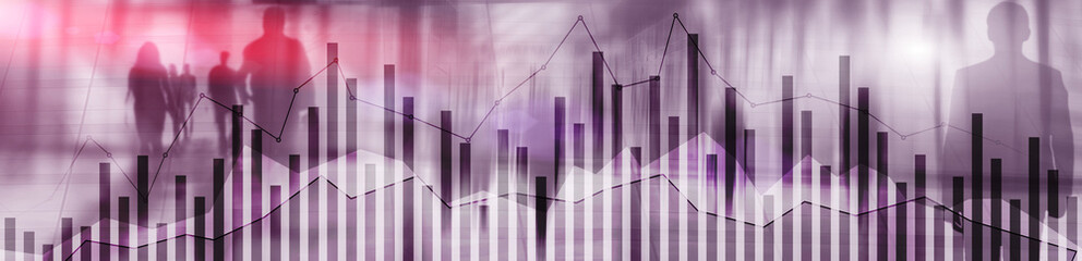 Concept of investing and analyzing a business. Abstract horizontal backgrounds