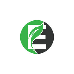 Natural Leaf Letter E Modern Alphabet Circle Green Logo Vector. E Letter Logo With Leaf. Agriculture letter logo. Organic Logo.