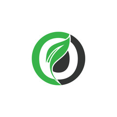 Natural Leaf Letter O Modern Alphabet Circle Green Logo Vector. O Letter Logo With Leaf. Agriculture letter logo. Organic Logo.