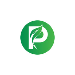 Fototapeta na wymiar Natural Leaf Letter P Modern Alphabet Circle Green Logo Vector. P Letter Logo With Leaf. Agriculture letter logo. Organic Logo.