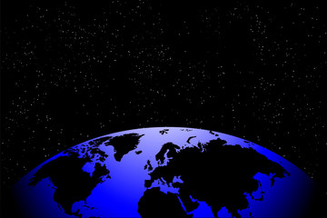 planet earth hemisphere of the globe against the blackness of space,