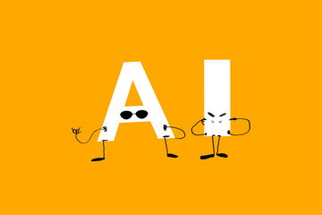 Artificial intelligence, a funny humanized acronym with faces.