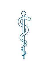 Medical symbol - Staff of Asclepius or Caduceus icon isolated on white background.