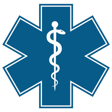 Medical symbol of the Emergency - Star of Life flat icon isolated on white background. EMS, First responder.