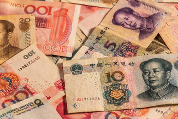 Fototapeta na wymiar Chinese Renminbi RMB. People's Currency. Yuan CNY banknotes