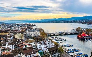 Naklejka premium Aerial view of Zurich, Switzerland.