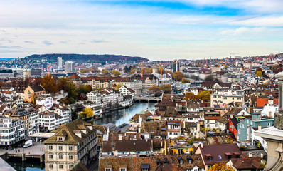 Obraz premium Aerial view of Zurich, Switzerland.